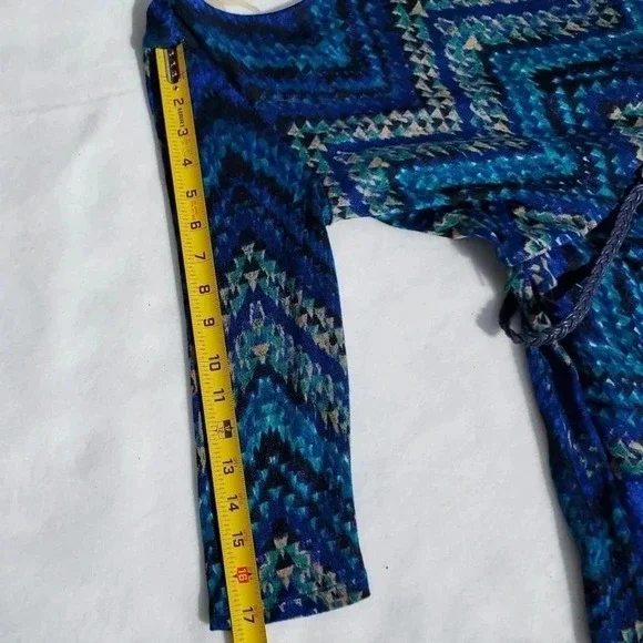 NWT Lily Rose Dress Teal/ Tan/Blue Mini Dress Medium - Picture 11 of 11